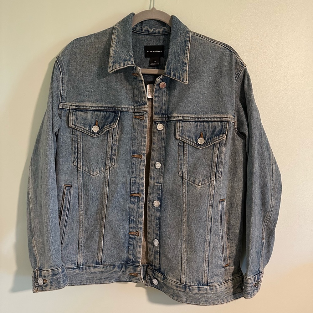 Club Monaco Womens Manteux Denim Jacket Cotton Medium Wash Indigo Small